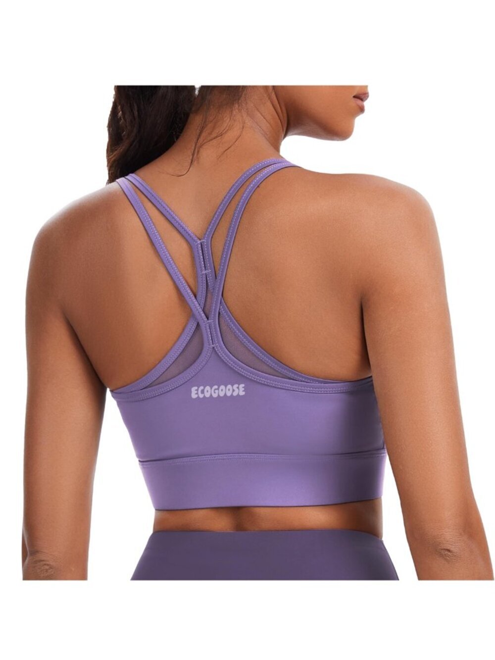 NWT New Ecogoose High Support Sports Double Y Back Bra In Amethyst Size M